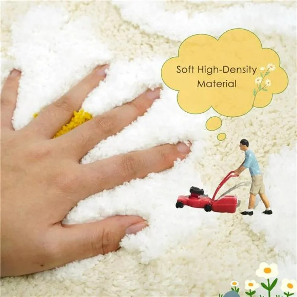 Floral Bathroom Rug Non Slip Beige Bath Mat Soft Absorbent Washable Shower Carpe